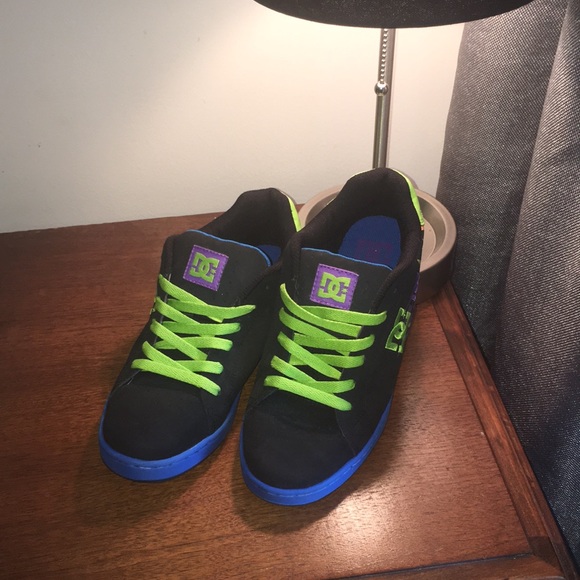 purple and green dc shoes